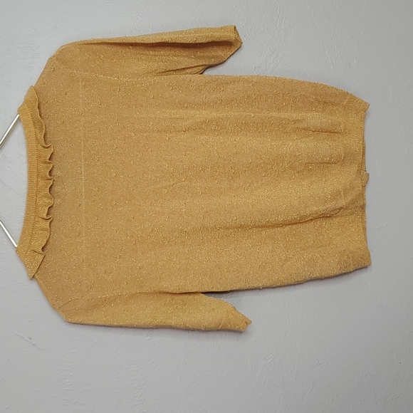 Anthropologie Numph Gold Glitter Knit Retro Cardigan Size Medium - Picture 2 of 7
